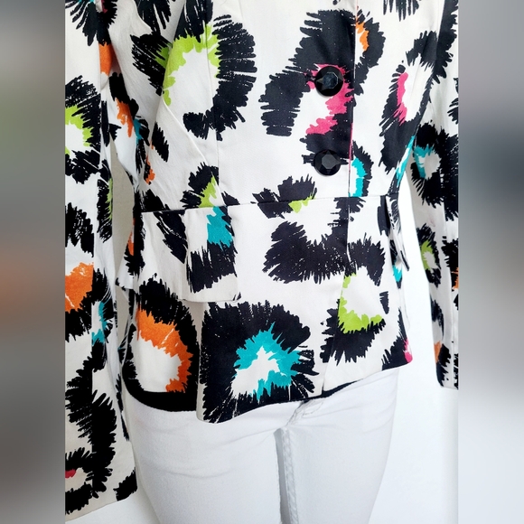 Sandro Paris Women's Luxe Stretch Cotton Blazer Jacket Lined Abstract Small - Picture 7 of 16